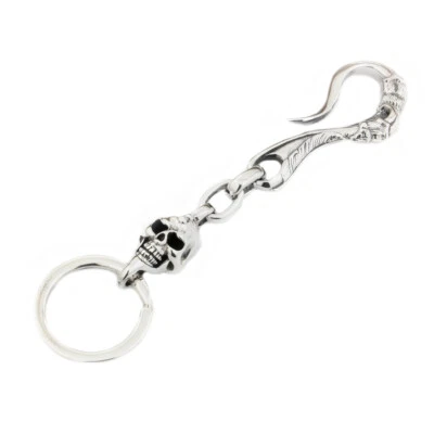 Skull Claw Hook 925 Sterling Silver Keychain Punk Belt Clip Accessories 9T012D - Image 1 of 4