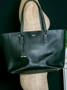 Kate Spade New York Black Cedar Street S338 -Jensen Leather Tote COA - Picture 1 of 9