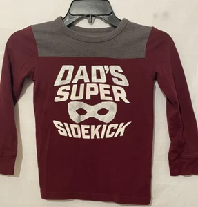 Boys The Childrens Place size 5T tshirt Dads Super Sidekick Maroon/gray/white - Picture 1 of 6