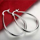 925 Sterling Silver Hoop Earrings Women's Smooth Circle 41mm Wedding Jewelry