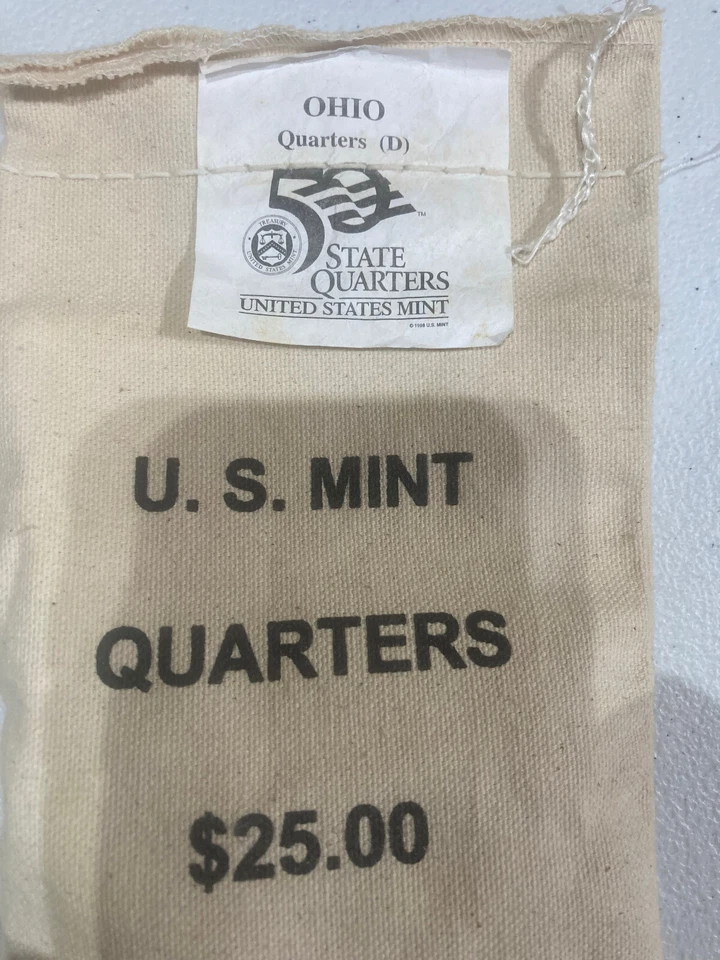 2002-D  Ohio State Quarter Original Mint Sewn Bag 100 coins - Image 1 of 1