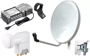 Multischalter 5/8 Quattro LNB ANTENNE Set 8-Teilnehmer Anthrazit Stahl Weiß 4K - Imagen 1 de 11