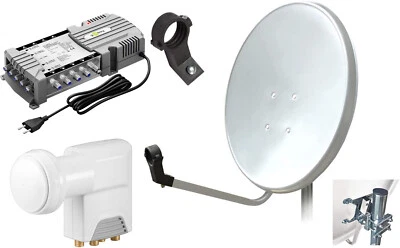 Multischalter 5/8 Quattro LNB ANTENNE Set 8-Teilnehmer Anthrazit Stahl Weiß 4K - Bild 1 von 4