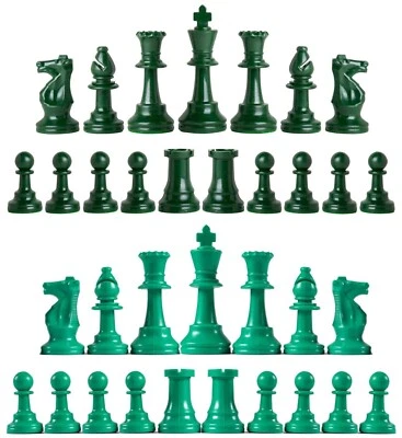 Piezas de ajedrez Staunton triple peso - Juego completo 34 verde militar y verde Foto 1 de 3