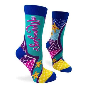 Mermazing Women's Crew Socks Size 9-11 Fabdaz Colorful Fantasy Mermaid Fashion - Picture 1 of 2