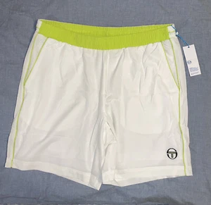 Nuevo con etiquetas Pantalones Cortos Sergio Tacchini TCP Blanco Verde Ácido Lima Tenis Para Hombre XL Se Ajusta a Grande - Imagen 1 de 14