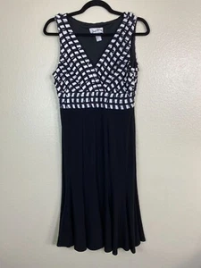 Joseph Ribkoff Black White Sleeveless Midi Dress Size 8/10 Stretch Event Formal - Picture 1 of 18