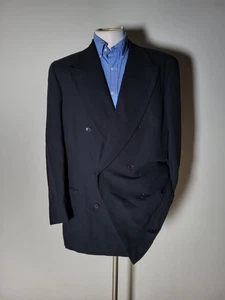 Abrigo Blazer Chaqueta Abrigo Deportivo Vestimenta Armani Doble Pecho Negro Lana Crepé 44R - Imagen 1 de 10