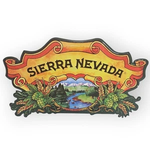 Sierra Nevada Cutout Embossed Metal Tin Beer Sign 20 x 11 Bar Mancave Used Clean - Picture 1 of 6