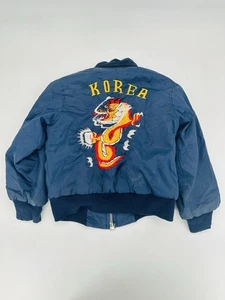 Vintage 1970s Korea Souvenir Embroidered Bomber Jacket Kids Size 6 - Small RARE - Picture 1 of 6