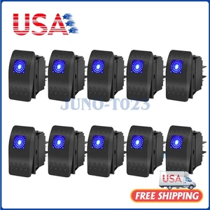 Interruptor basculante impermeable de 10 piezas para barco marino coche 12-24V SPST ENCENDIDO-APAGADO 4 PINES LED azul - Imagen 1 de 15