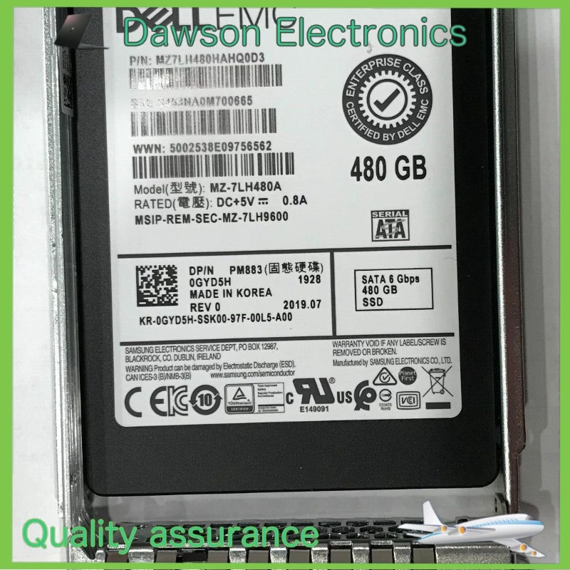 DELL EMC 480GB SATA 6Gb/s 2.5" SSD GYD5H 0GYD5H 14/15/16G KIT - Image 1 of 1