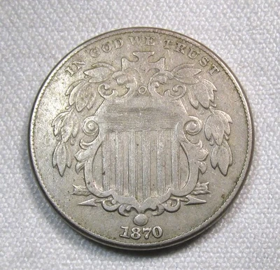 1870 Shield Nickel VF Coin AS854 - Image 1 of 2