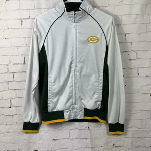 Greenbay Packers NFL Team Jacket Zip Up White Green Yellow Womens Medium - Picture 1 of 8
