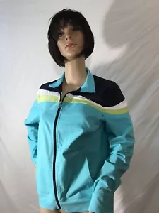 Made for Life Jacket Coat Light Blue Striped Light Weight Zipper Work Out Jacket - Picture 1 of 3