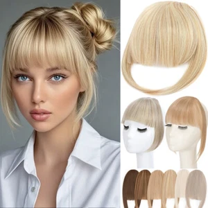 Thin/Thick Bangs Hair Clip in Real AS Human Hair Extensions Fringe Front Piece - Picture 1 of 74