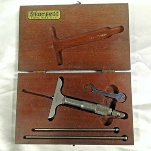 STARRETT # 440 A DEPTH MICROMETER VERY RARE WITH NICE WOODEN CASE* FREE SHIPPING - Picture 1 of 3