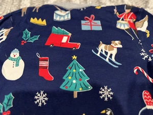 Mini Boden Boys Size 10 Navy Christmas Pajama Top Mittens Snowman Drummer Deer - Picture 1 of 6