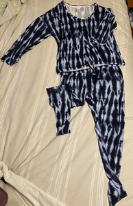 NWT Lucky Brand Womens Pajamas Set 2-Piece Blue White Sleepwear Super Soft XL - Picture 1 of 5