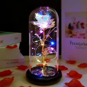 LED Eternal Galaxy Rose in Glass Enchanted Forever Flower Valentine's Day Gift - Picture 1 of 10