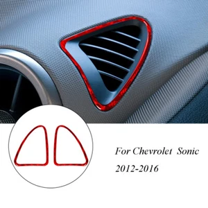 For Chevrolet Sonic Red Carbon Fiber Interior Demist Air Vent Outlet Cover Trim - Picture 1 of 12