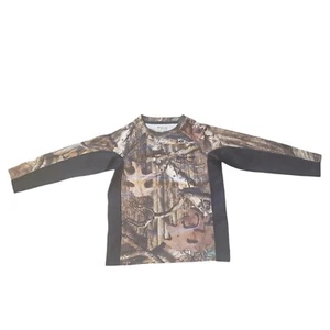 Mossy Oak Logo Camo Camouflage Long Sleeve Youth Kids Shirt Sz Small 6-7 Dri-fit - Picture 1 of 9