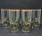 Set Of 6 Vintage Libbey 15 Oz Heavy Glass Tumblers With Antique Cars Design