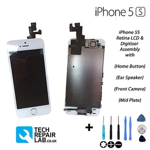 NEW iPhone 5S Retina LCD & Digitiser Touch Screen Fully Assembled w/Parts WHITE - Picture 1 of 8