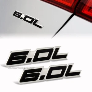 2x Universal 6.0 6.0L Adhesivo Aluminio Negro Emblema Tronco Insignia Pegatina Calcomanía - Imagen 1 de 4