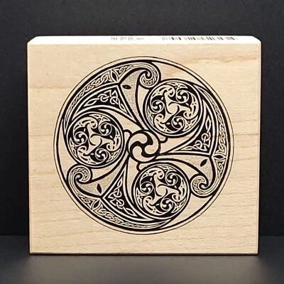 PSX Celtic Knots Circle Motif Wood Mounted Rubber Stamp F-2454 Cycle Of Life - Image 1 of 4