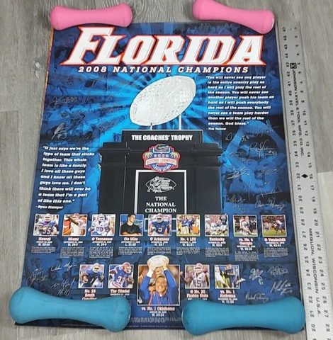 Florida Gators Football 2008 Schedule National Champions Poster 28 x 18 Tebow Cover