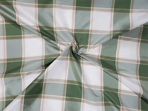 English Cottage Collection - Plaid Silk Taffeta - Kelly Green ~ 54" Wide - Picture 1 of 2