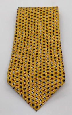 Corbata de seda Polo Ralph Lauren. Corbata amarilla para hombre formas rojas blancas y azules. USA Foto 1 de 4