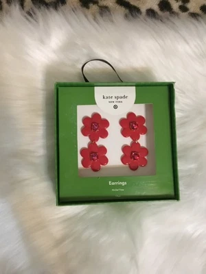 NIB Kate Spade New York x Target - Red  Floral Linear Earrings Limited Edition - Image 1 of 2