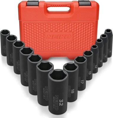 Neiko 02475A 1/2in Drive Deep Impact Socket Set 14pc 6pt Metric 11-32mm - Image 1 of 4