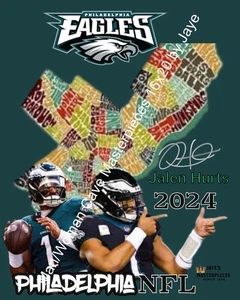 NFL Sports Philadelphia TEAMS Map 16x20 Unframed Art Print - Picture 1 of 5