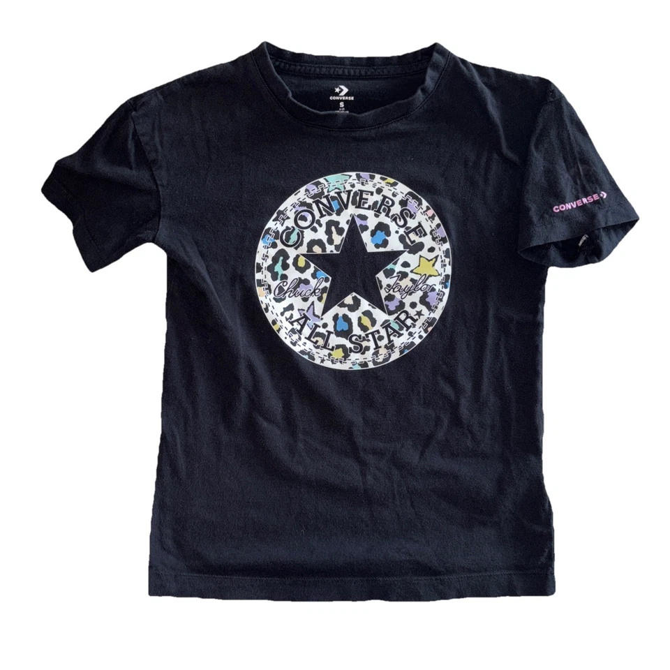 Girls Small Converse All Star Chuck Taylor Black T Shirt 8-10ys  - Image 1 of 4