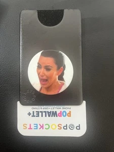 PopSockets Popwallet+ - Phone Wallet + Grip & Stand- Black W/ KIM K Crying Meme - Photo 1 sur 2