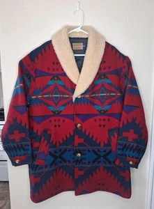 Vintage Pendleton Wool Jacket High Grade Western Wear Aztec Red Blue Size 44 - Picture 1 of 23