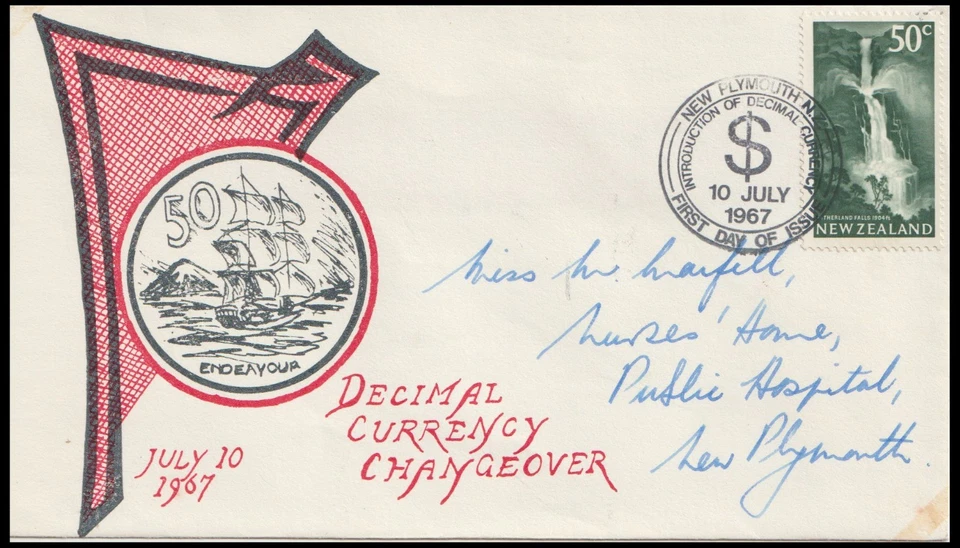 NEW ZEALAND 1967 50c DECIMAL CHANGEOVER FDC (JF) - Image 1 of 1