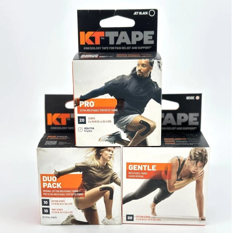 Pacote de fita KT PRO Jet preto + bege suave + pacote duplo preto jato 3 caixas novo na caixa - Imagem 1 de 4