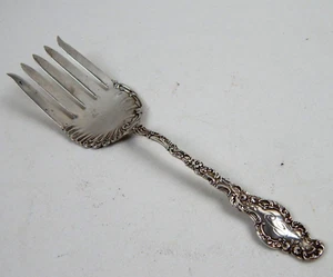 Watteau by Durgin Sterling Silver Fish Serving Fork 5-Tine 8" 48g MONOGRAMED - Picture 1 of 10