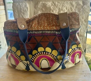 Vtg Fossil Floral Coated Cotton KEYPER Tote/shoulder bag/Purse - Picture 1 of 11