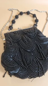 Vintage Style Beaded Clutch Hand Bag Evening Beaded Clasp Chain Handle - Picture 1 of 16