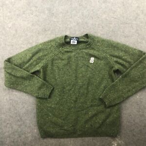 Psycho Bunny Sweater Men Small Green Crew Neck Pullover Lambs Wool Casual Knit
