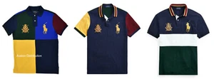 Polo Ralph Lauren Custom Slim Fit Big Pony Crest Colorbock Mesh Polo Shirt New - Picture 1 of 7