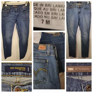 👖 TWO PAIR LOT Levi’s 524 Too Superlow 524 Jeans Blue Denim Size 7 - Picture 1 of 11