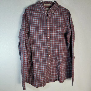 LL Bean Men's Traditional Fit Wrinkle Resistant Long Sleeve Lg Tall Plaid Red  - Picture 1 of 7