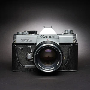 Funda protectora hecha a mano de cuero genuino con media cámara para Canon ftb - Imagen 1 de 7