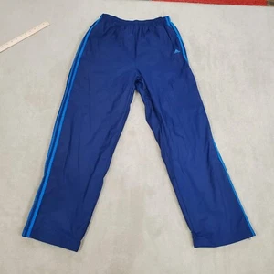 Adidas Pants Mens Large Blue Track Windbreaker Joggers Lined 3 Stripes Training - Picture 1 of 11